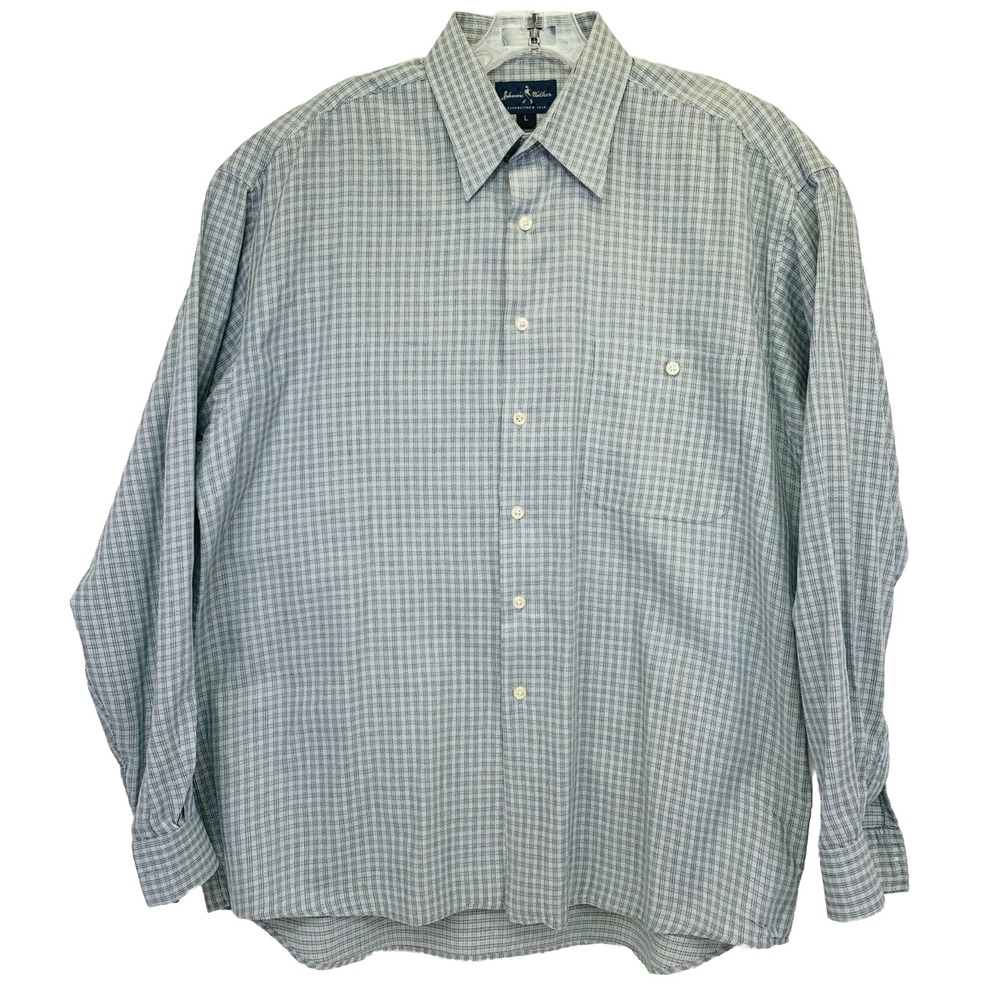 JOHNNIE WALKER Mens Large Green Plaid Button Up Shirt (L29) NW/OTs